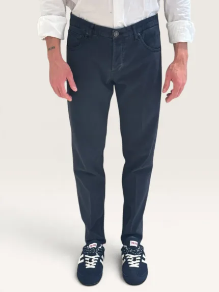 Pantalone Cinque Tasche in Caldo Cotone Elasticizzato One More Size Michael Coal Navy art. David 2989