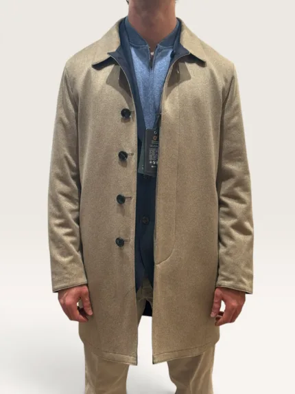 Cappottino Reversibile Double Face Uomo Richard Smith in Nylon Olmetex Blu e Puro Cashmere Tortora Art Apollo