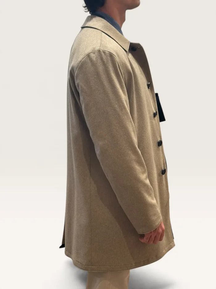 Cappottino Reversibile Double Face Uomo Richard Smith in Nylon Olmetex Blu e Puro Cashmere Tortora Art Apollo, foto 2 di 3