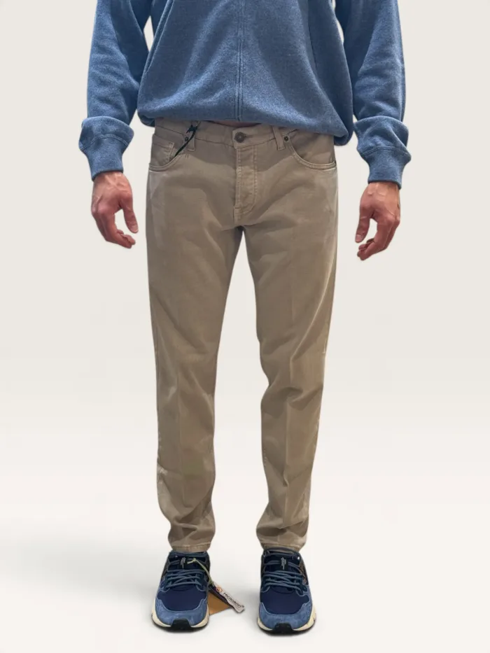 Pantalone Cinque Tasche in Caldo Cotone Elasticizzato One More Size Michael Coal Beige Sabbia art. David 2989, foto 1 di 3