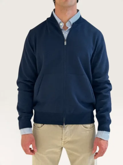 Blouson Full Zip Filippo De Laurentiis in Misto Cashmere Blu art. BZ1ML3AT WC12F 891