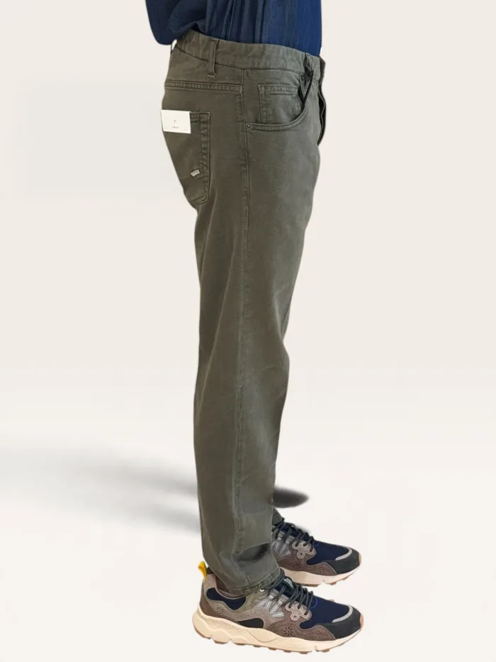 Pantalone Cinque Tasche in Caldo Cotone Elasticizzato One More Size Michael Coal Verde art. David 2989, foto 2 di 3