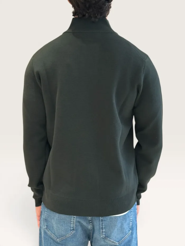 Cardigan Blouson Filippo De Laurentiis in Lana Punto Milano Verde Militare art. BB1MLT WM14M 591, foto 3 di 3