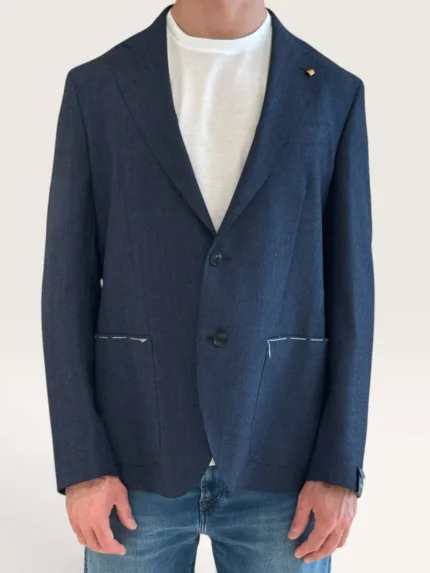 Giacca Latorre Check Blu in Misto Lana e Cashmere Drop 4 Art. F44 PQ0622/100