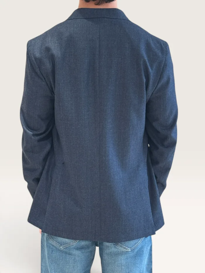 Giacca Latorre Check Blu in Misto Lana e Cashmere Drop 4 Art. F44 PQ0622/100, foto 3 di 3