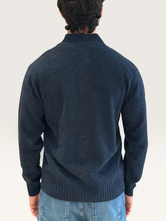 Cardigan Bluson Full Zip Filippo De Laurentiis in Misto Lana Cashmere Blu art. FZ3ML WC7R 870, foto 3 di 3