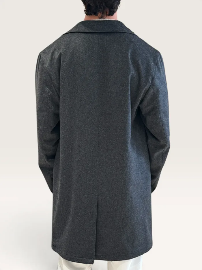 Cappottino Reversibile Double Face Uomo Richard Smith in Nylon Olmetex Blu e Puro Cashmere Grigio Antracite Art Apollo, foto 3 di 3