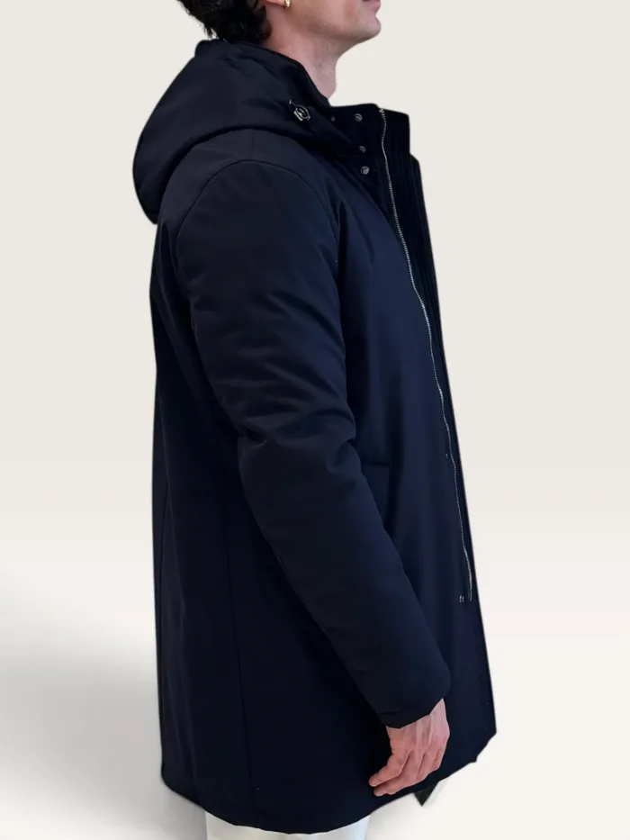 Giubbino Imbottito Uomo Richard Smith con Rivestimento in Lana Vitale Barberis Canonico Blu e Cappuccio Art Asiago, foto 2 di 3
