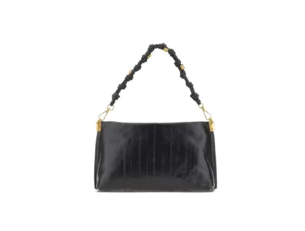 Borsa a Spalla Media con Tracolla Gianni Chiarini In Pelle Stampa Anguilla Nero art. Fanny Nero