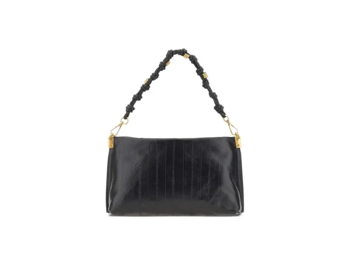 Borsa a Spalla Media con Tracolla Gianni Chiarini In Pelle Stampa Anguilla Nero art. Fanny Nero, foto 1 di 5