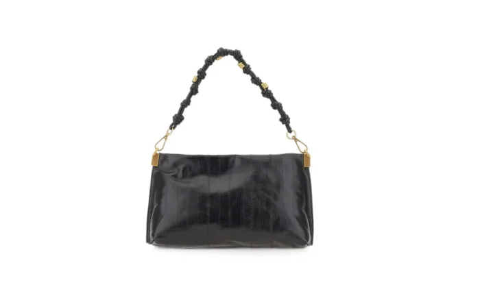 Borsa a Spalla Media con Tracolla Gianni Chiarini In Pelle Stampa Anguilla Nero art. Fanny Nero, foto 2 di 5