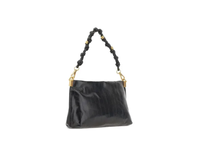 Borsa a Spalla Media con Tracolla Gianni Chiarini In Pelle Stampa Anguilla Nero art. Fanny Nero, foto 3 di 5