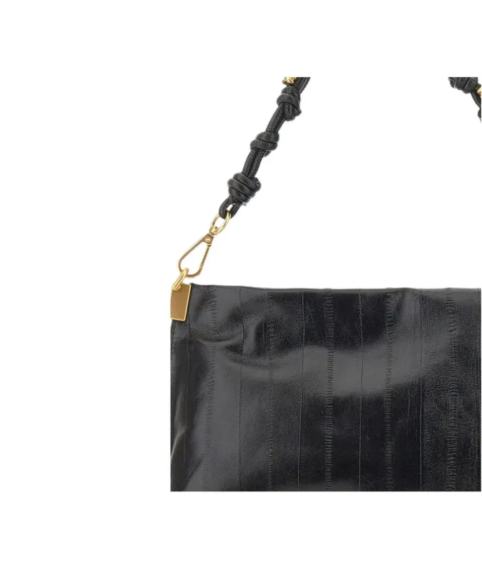 Borsa a Spalla Media con Tracolla Gianni Chiarini In Pelle Stampa Anguilla Nero art. Fanny Nero, foto 5 di 5