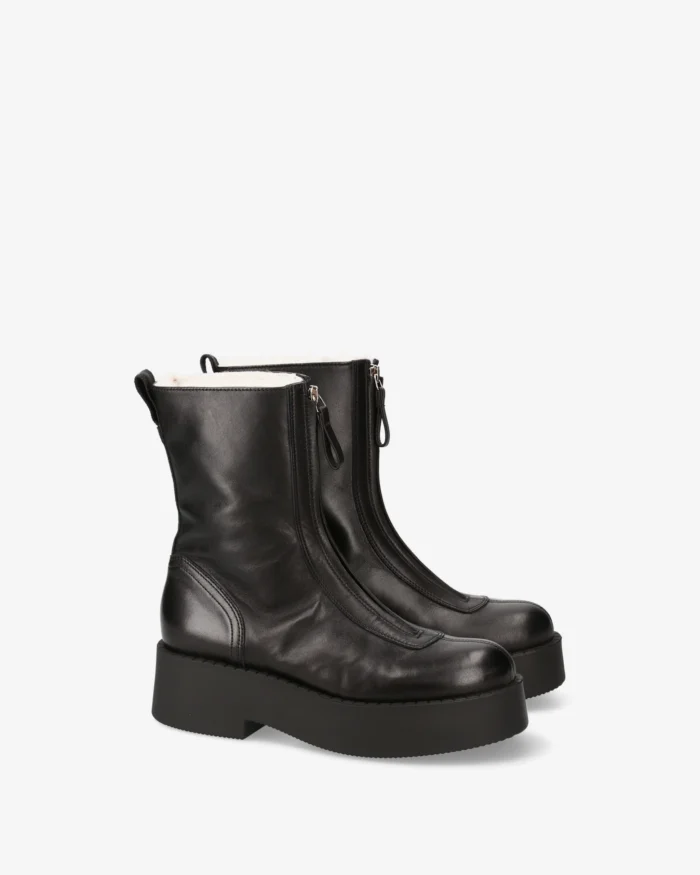 Stivaletti Platform in Pelle Nera Premiata Donna con Lanetta Interna art. M7144M, foto 2 di 6