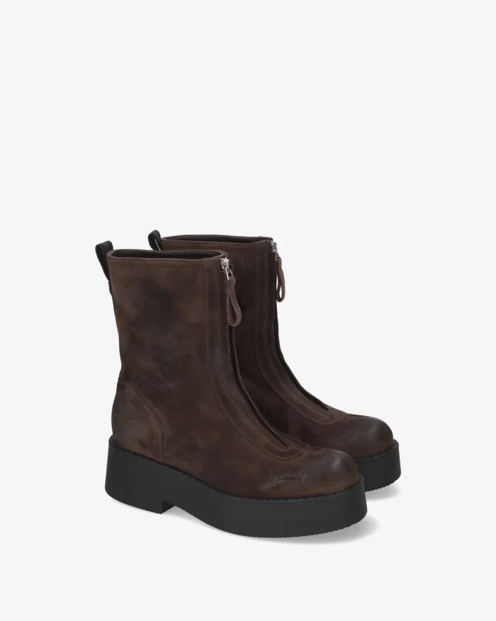 Stivaletti Platform in Pelle Scamosciata Testa di Moro Premiata Donna art. M7144, foto 2 di 6