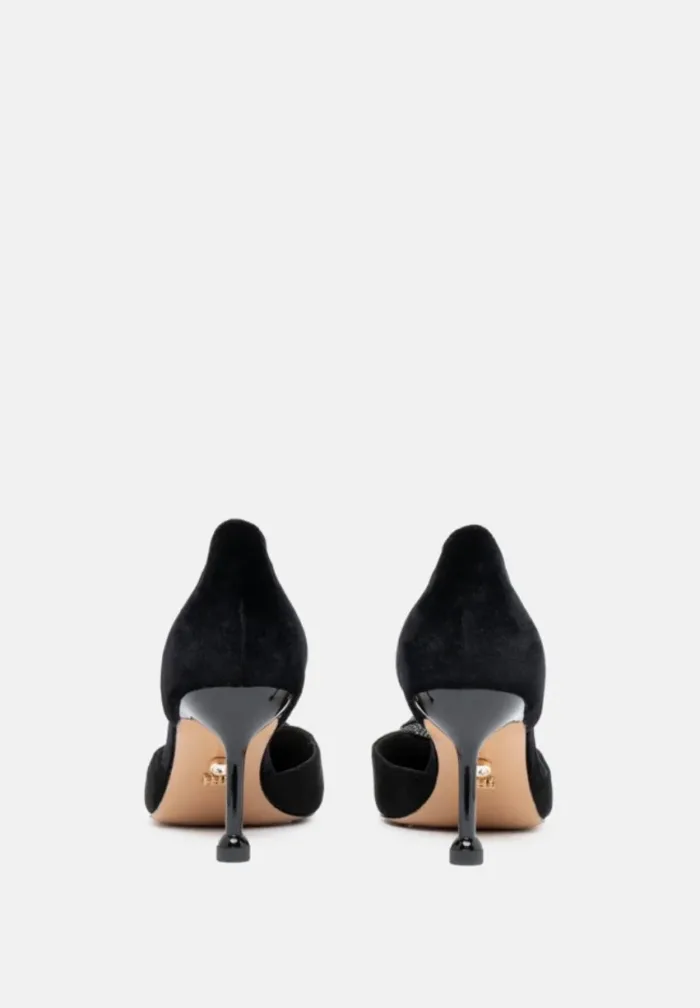 Decolletè Twentyfourhaitch Ciniglia Nera e Fiore Strass H 7 cm art. Cireya Nero, foto 4 di 5
