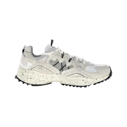 Sneakers Flower Mountain Donna in Camoscio e Nylon Bianco art. Yamabushi Uni 0E07 Cream-off White-Black