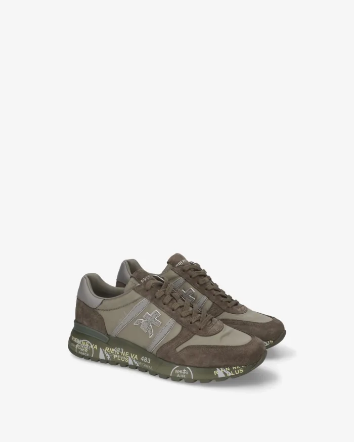Sneakers Premiata Uomo in Camoscio e Nylon Verde art. Lander 8409, foto 2 di 5