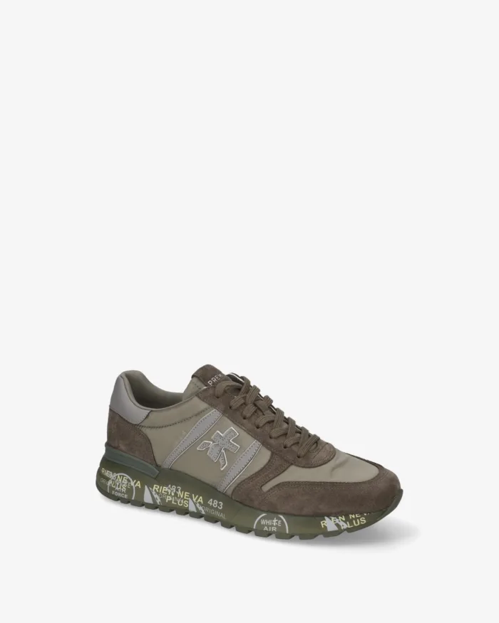 Sneakers Premiata Uomo in Camoscio e Nylon Verde art. Lander 8409, foto 4 di 5