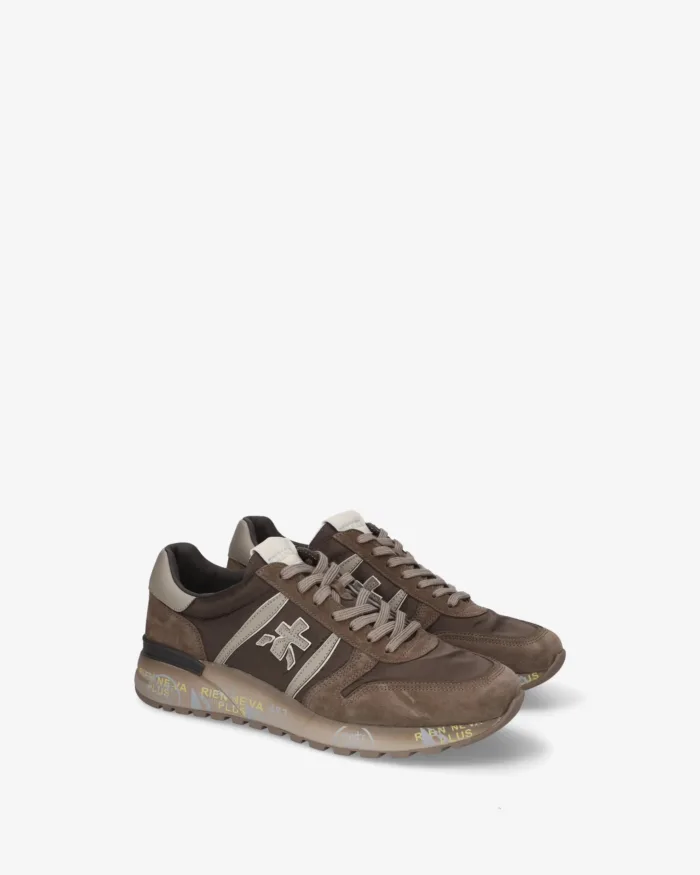 Sneakers Premiata Uomo in Camoscio e Nylon Marrone art. Lander 8410, foto 2 di 5