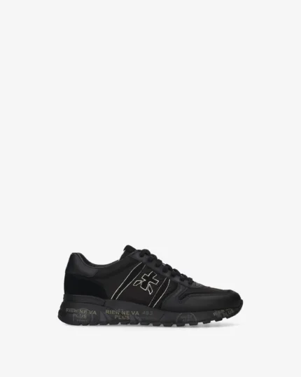 Sneakers Premiata Uomo in Camoscio Nero e Nylon Nero art. Lander 8655
