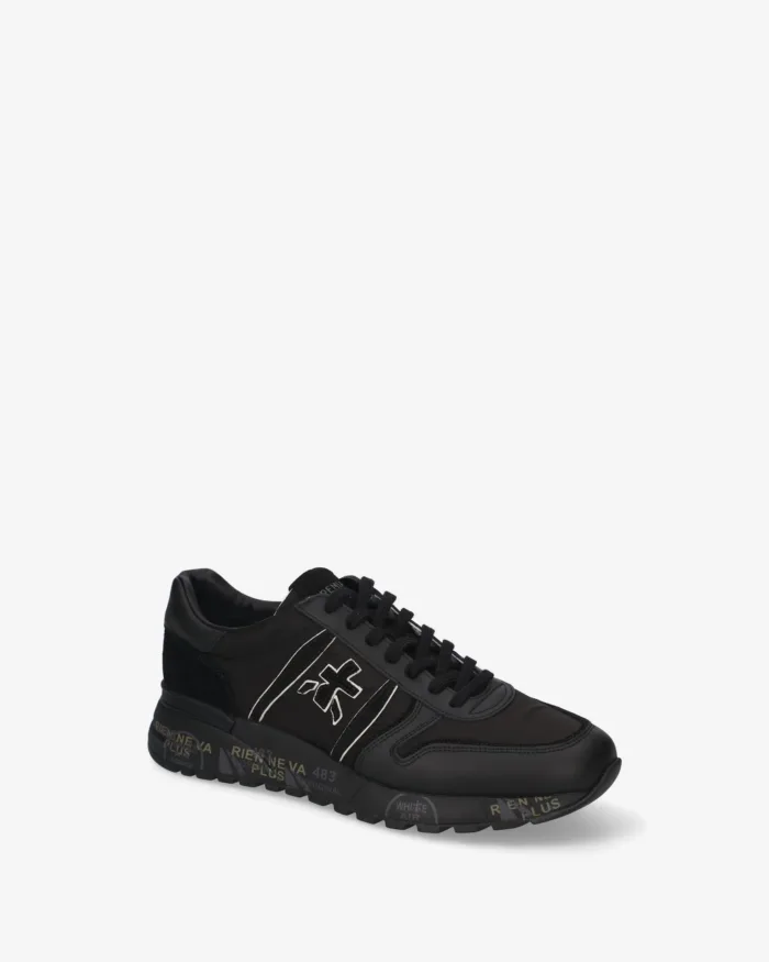 Sneakers Premiata Uomo in Camoscio Nero e Nylon Nero art. Lander 8655, foto 4 di 5