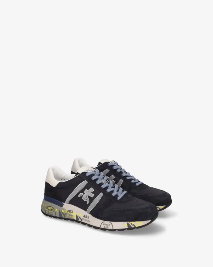 Sneakers Premiata Uomo in Camoscio e Nylon Blu art. Lander 8656, foto 2 di 5