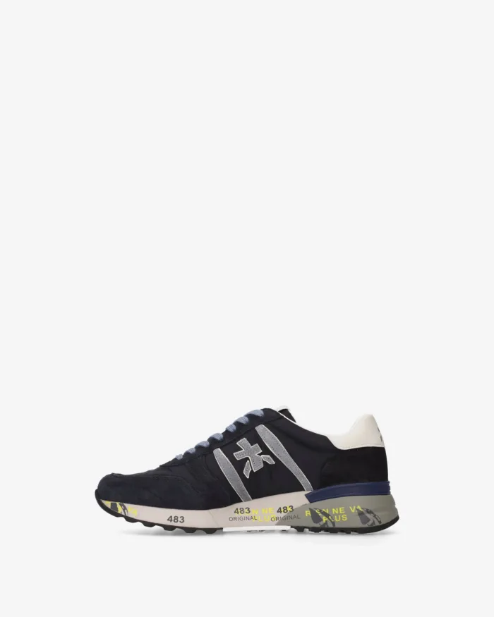 Sneakers Premiata Uomo in Camoscio e Nylon Blu art. Lander 8656, foto 3 di 5