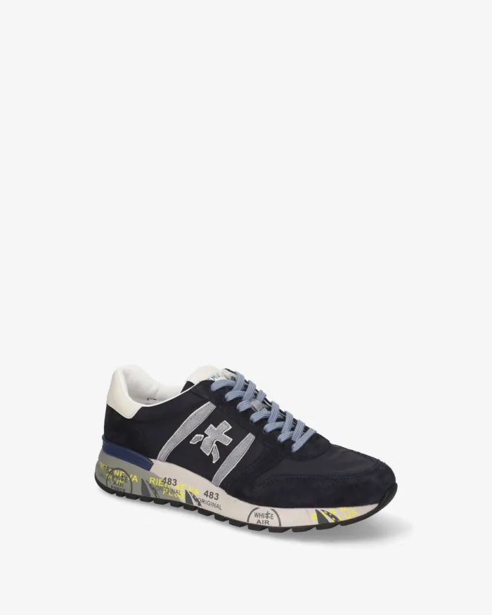 Sneakers Premiata Uomo in Camoscio e Nylon Blu art. Lander 8656, foto 4 di 5