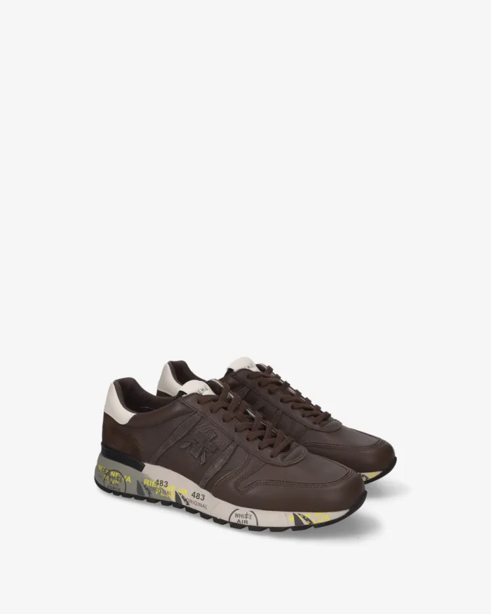 Sneakers Premiata Uomo in Pelle Marrone art. Lander 8658, foto 2 di 5