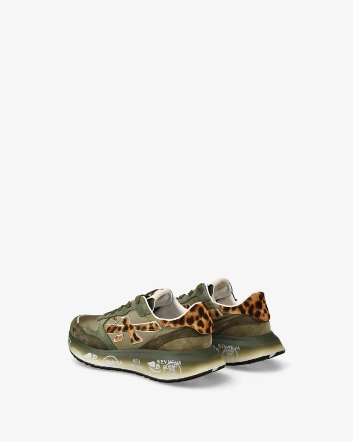 Sneakers Premiata Donna in Camoscio e Nylon Verde con Dettagli Maculati art. Lauryn 7790, foto 5 di 5