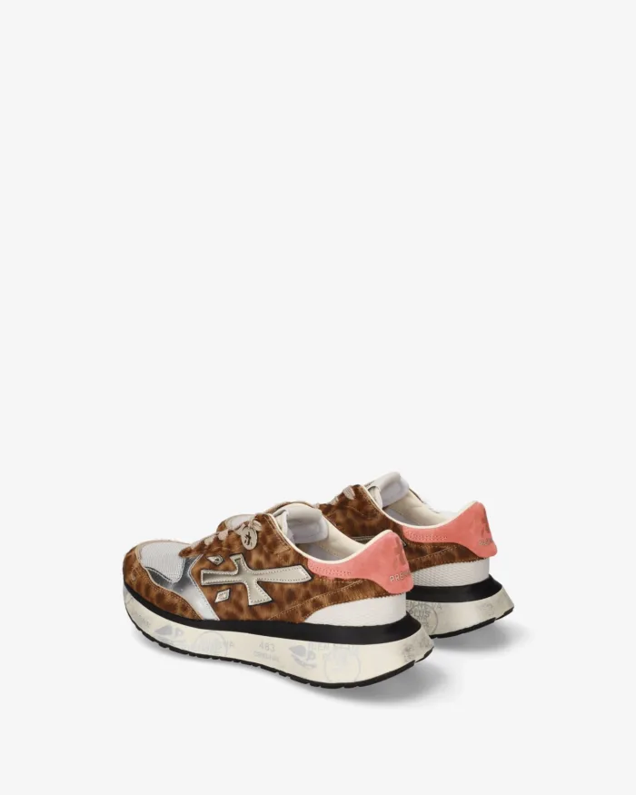 Sneakers Premiata Donna in Cavallino Maculato e Rete Silver Spoiler Arancione art. Lauryn 8530, foto 5 di 5