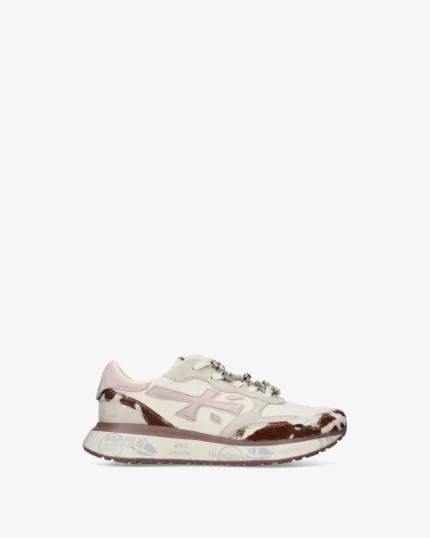 Sneakers Premiata Donna in Camoscio e Nylon Avorio con Dettagli Muccati art. Lauryn 8456K