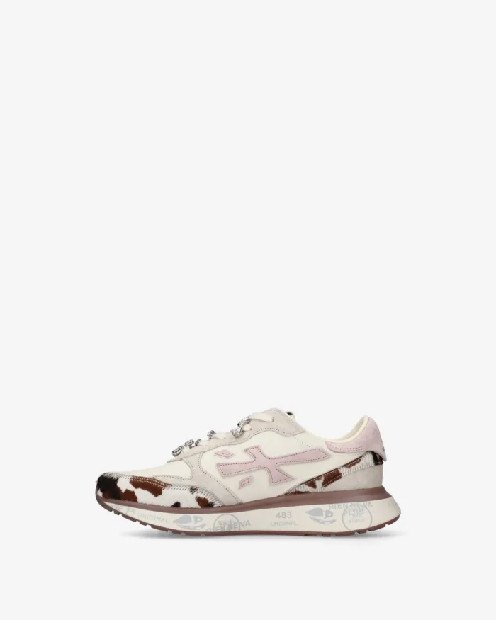 Sneakers Premiata Donna in Camoscio e Nylon Avorio con Dettagli Muccati art. Lauryn 8456K, foto 3 di 5