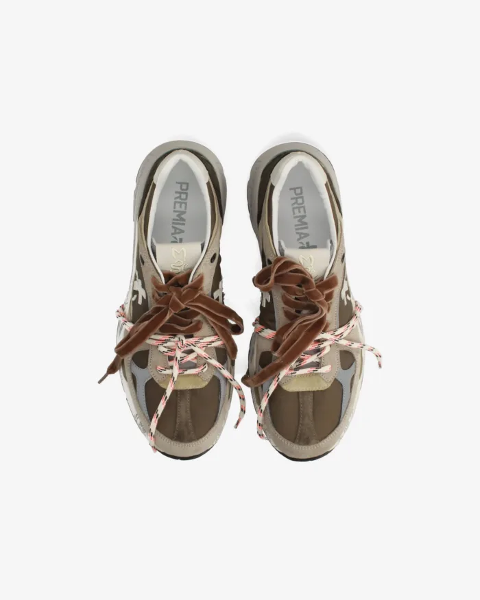 Sneakers Premiata Donna in Camoscio e Nylon Verde art. Mased 8521L, foto 4 di 5