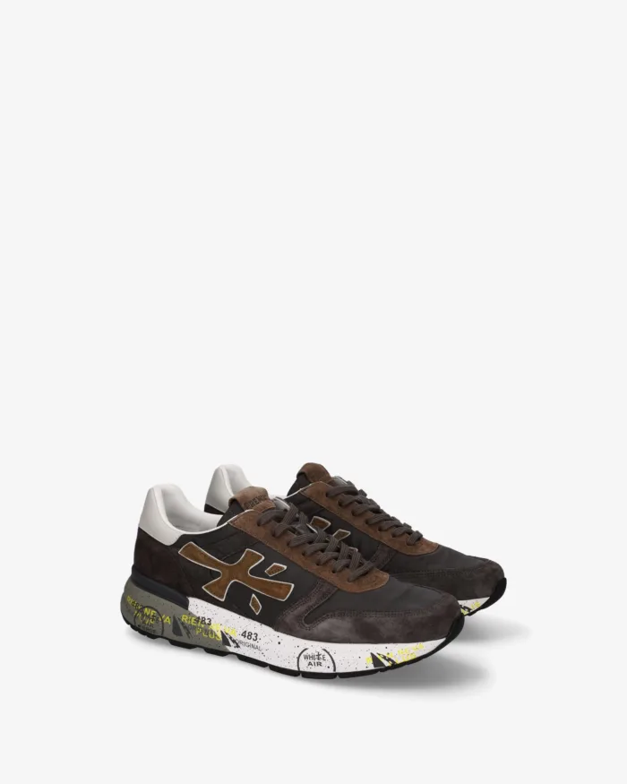 Sneakers Premiata Uomo in Camoscio Grigio con dettagli tortora art. Mick 8432, foto 2 di 5