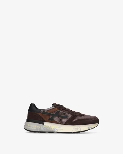 Sneakers Premiata Uomo in Camoscio Marrone e Dettagli Neri art. Mick 8434