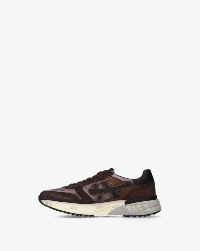Sneakers Premiata Uomo in Camoscio Marrone e Dettagli Neri art. Mick 8434, foto 3 di 5