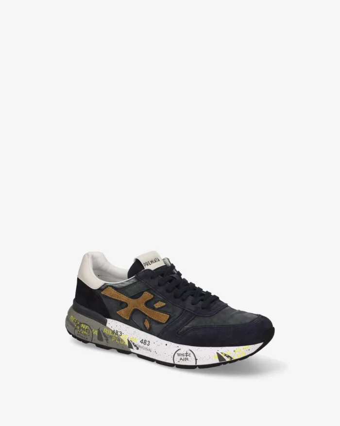 Sneakers Premiata Uomo in Camoscio e Tessuto Tecnico Blu art.  Mick 8435, foto 4 di 5