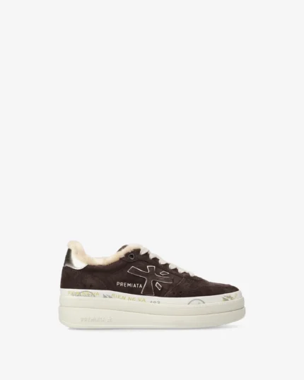 Sneakers Premiata Donna in Camoscio Marrone con Pelliccia Interna art. Micol 7894M