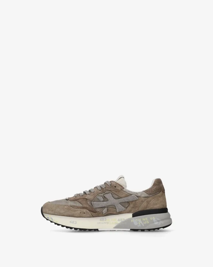 Sneakers Premiata Uomo in Camoscio Tortora art. Mick 0.1 8437, foto 3 di 5