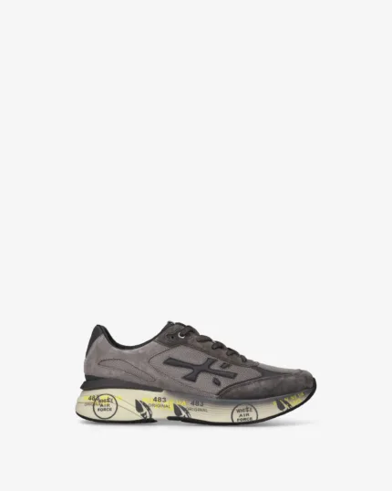 Sneakers Premiata Uomo in Camoscio e Nylon Grigio Antracite art. Moerun 8540
