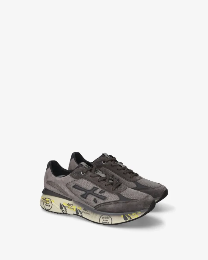 Sneakers Premiata Uomo in Camoscio e Nylon Grigio Antracite art. Moerun 8540, foto 2 di 4