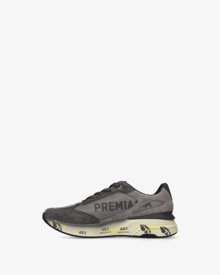 Sneakers Premiata Uomo in Camoscio e Nylon Grigio Antracite art. Moerun 8540, foto 3 di 4