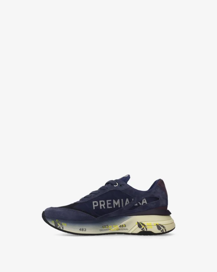 Sneakers Premiata Donna in Camoscio e Nylon Blu art. Moerund 8566, foto 3 di 5