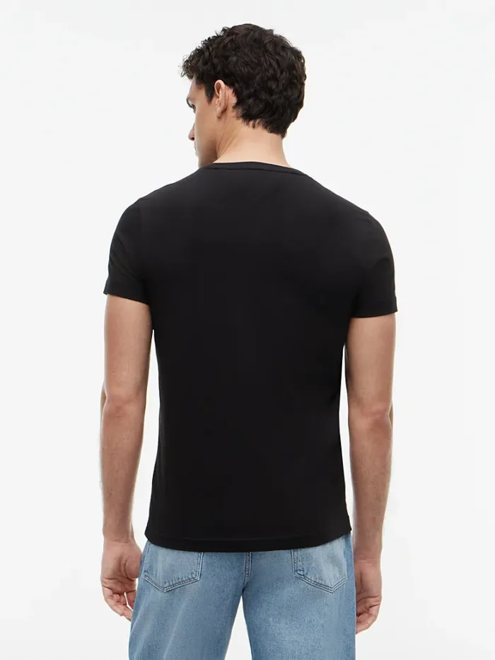 T-shirt Uomo Tommy Hilfiger Slim fit Nero in Cotone con Bandierina cod MW0MW27539 BDS, foto 3 di 3