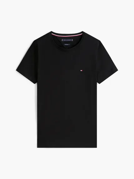 T-shirt Uomo Tommy Hilfiger Slim fit Nero in Cotone con Bandierina cod MW0MW27539 BDS