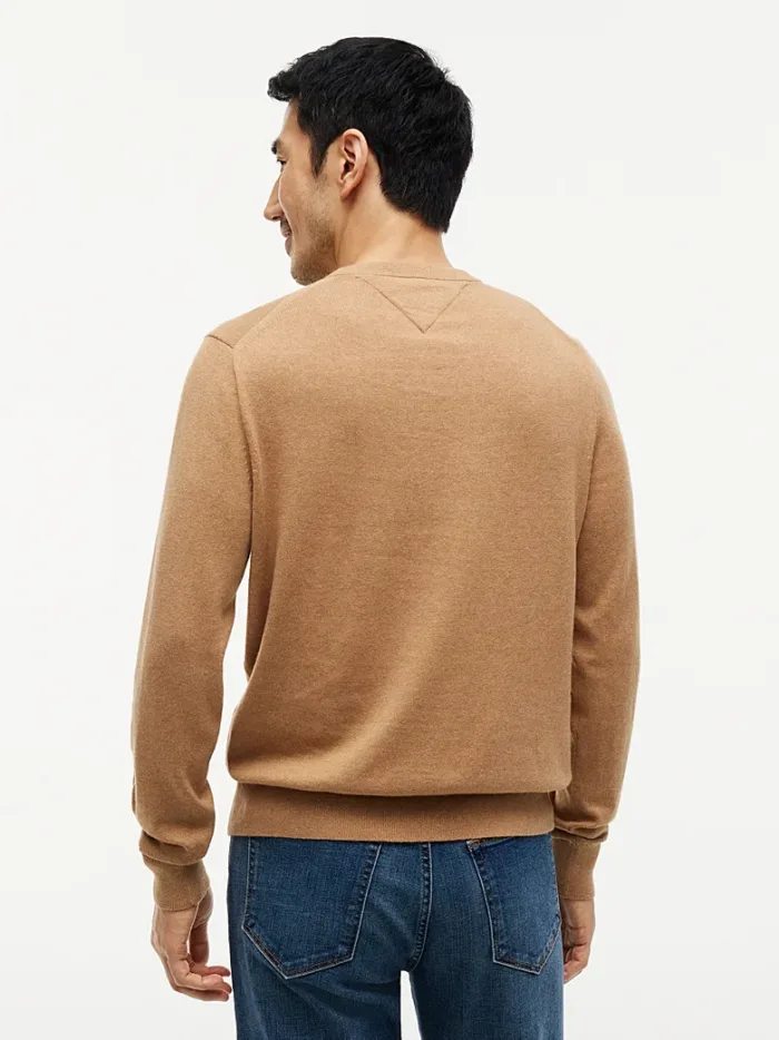 Maglione Girocollo Uomo In Cotone e Cashmere Tommy Hilfiger Cammello art. MW0MW28046 A1L, foto 3 di 3
