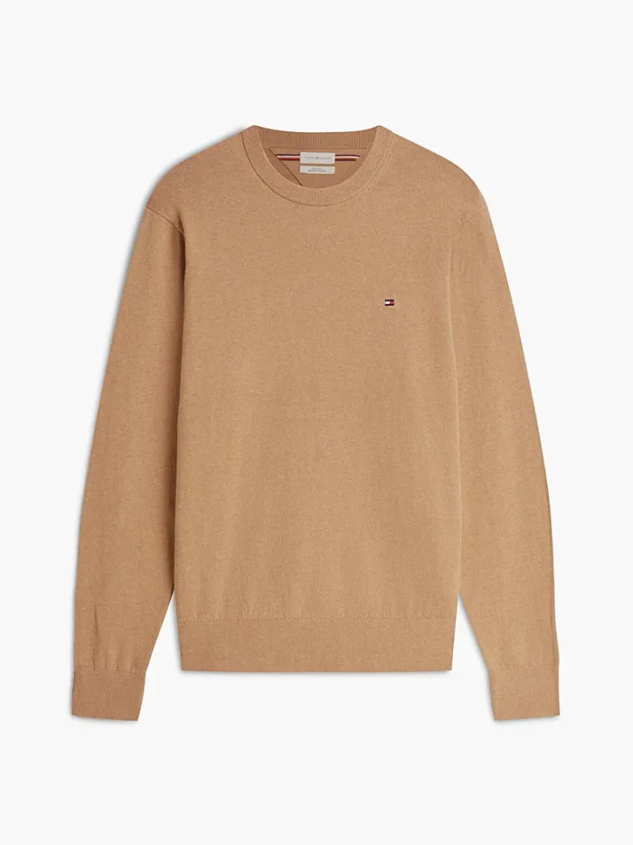 Maglione Girocollo Uomo In Cotone e Cashmere Tommy Hilfiger Cammello art. MW0MW28046 A1L, foto 1 di 3