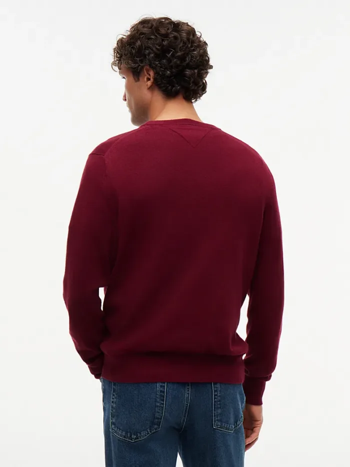 Maglione Girocollo Uomo In Cotone e Cashmere Tommy Hilfiger Bordeaux art. MW0MW28046 VLP, foto 3 di 3